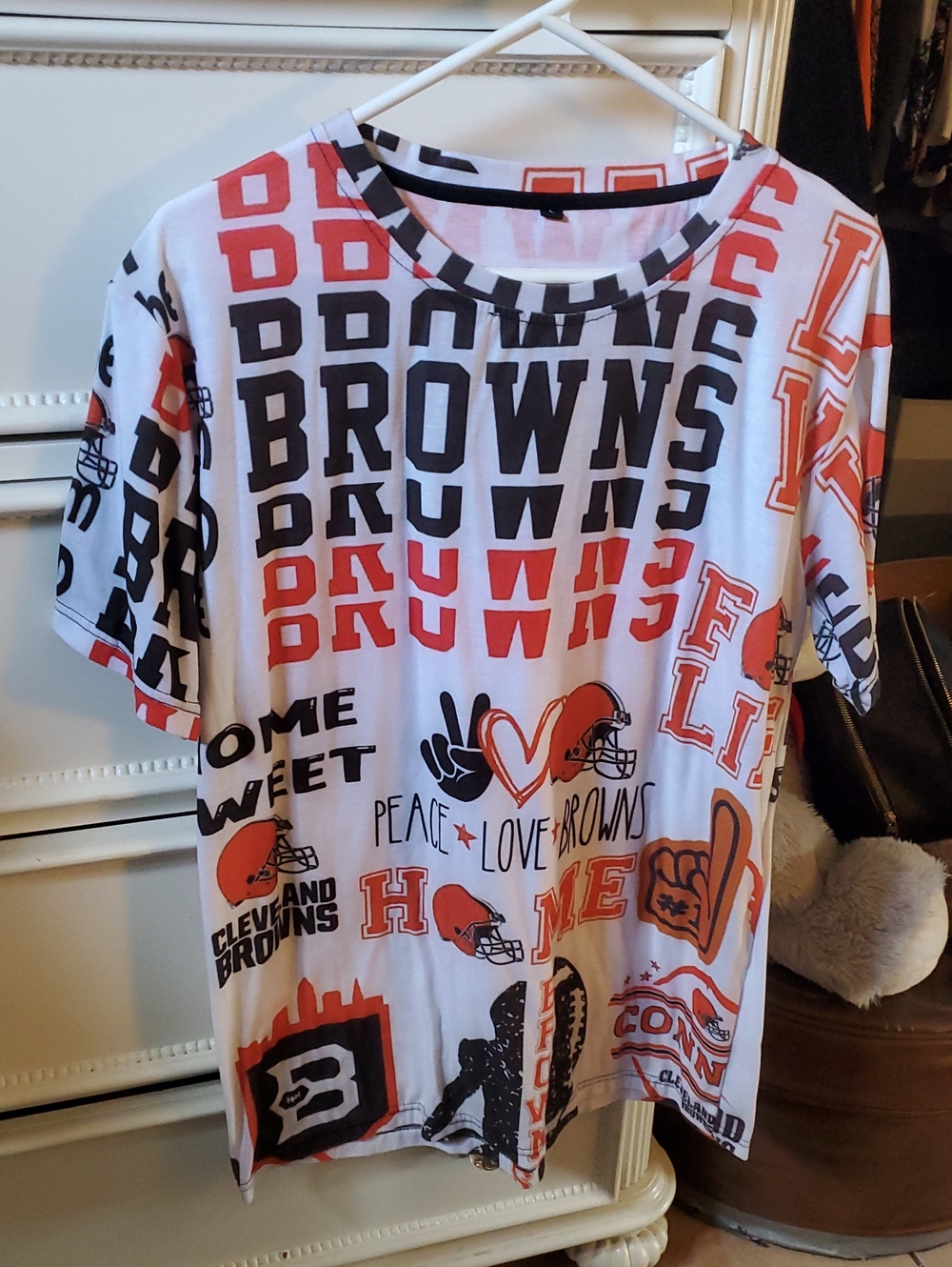 Women's Cleveland Browns Graphic Short Sleeve Tee - White/Orange